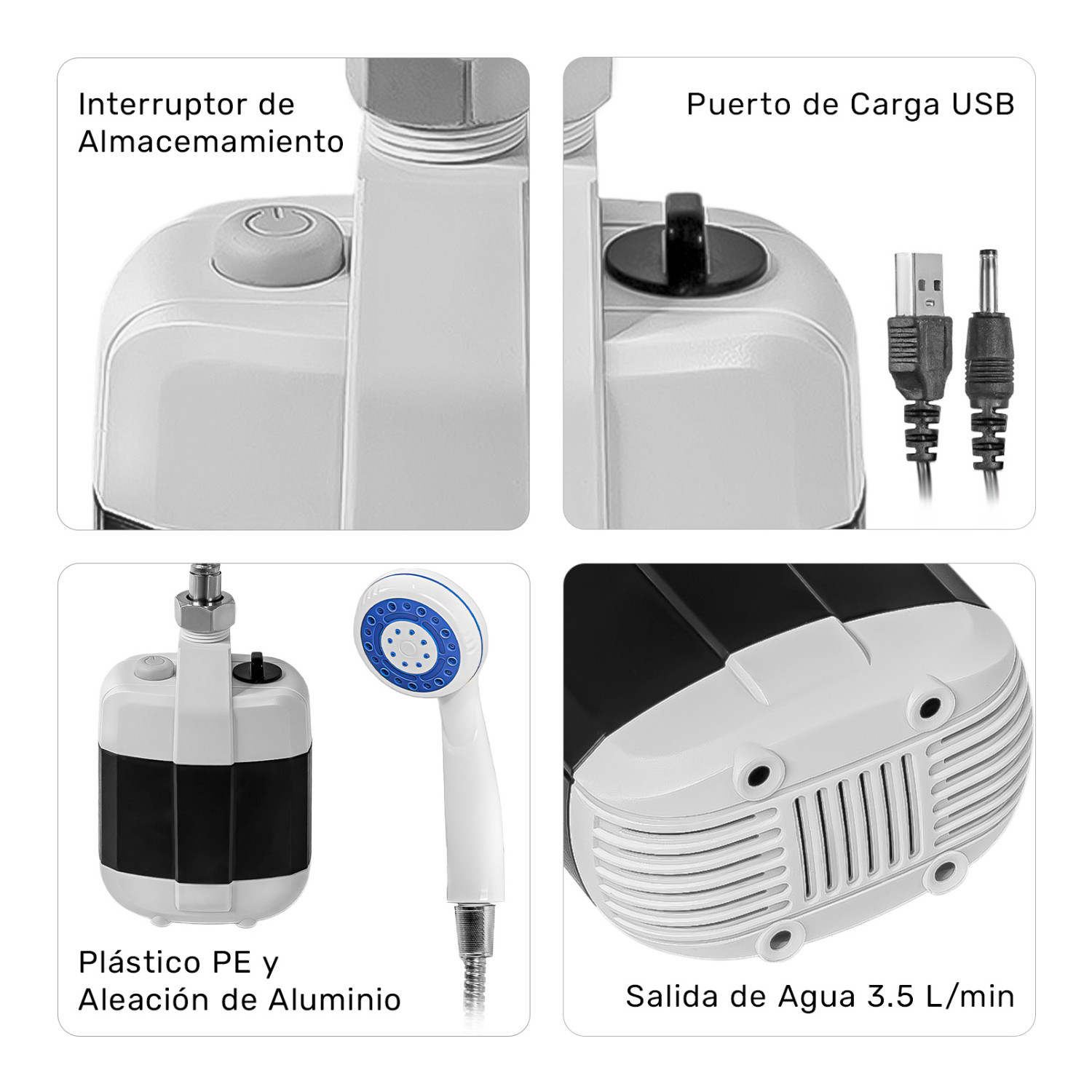 Foto 3 pulgar | Regadera Portatil Camping Recargable Electrica 25w 3.5l/m Gutstark Home