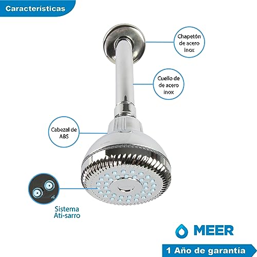 Foto 8 | Regadera para Baño Meer Faucets By CNX con Tubo Cromada de ABS y Acero Inoxidable Redonda Antisarro