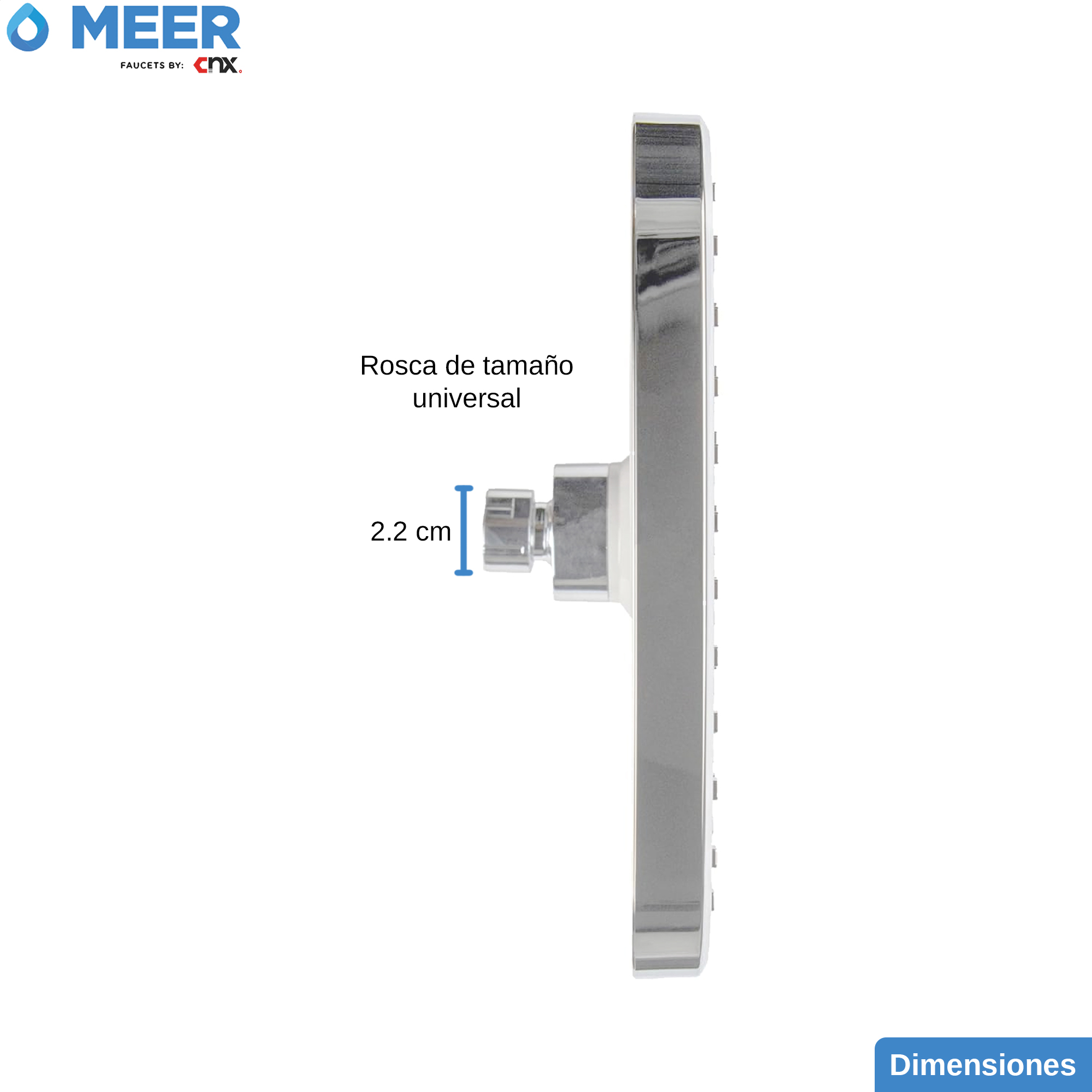 Foto 5 pulgar | Regadera Rectangular Meer-cnx Multi Posición Cromada para Baño