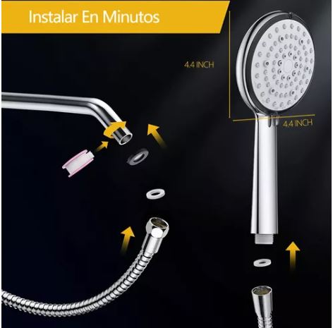 Foto 4 pulgar | Kit de Regadera Manual para Baño Alta Presión