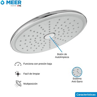 Foto 3 | MEER Faucets by CNX | Regadera Redonda con Botón de Autolimpieza de 20 cm, de ABS Cromado Multiposición y Anti-Sarro