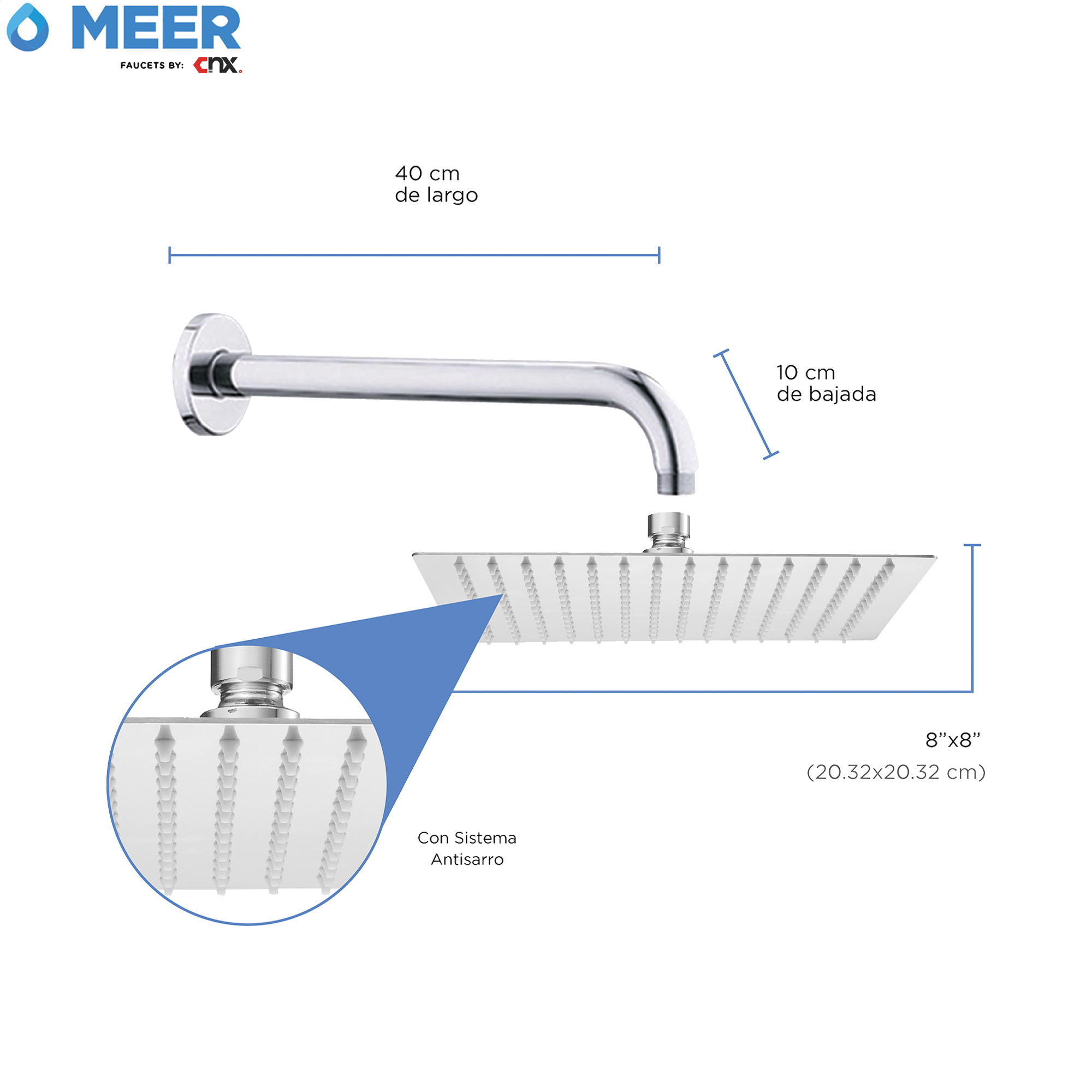 Foto 3 pulgar | Meer Faucets By Cnx | Juego De Regadera De Acero Inoxidable Con Mezcladora Monomando Y Toallero, Incluye Tubo Para Re