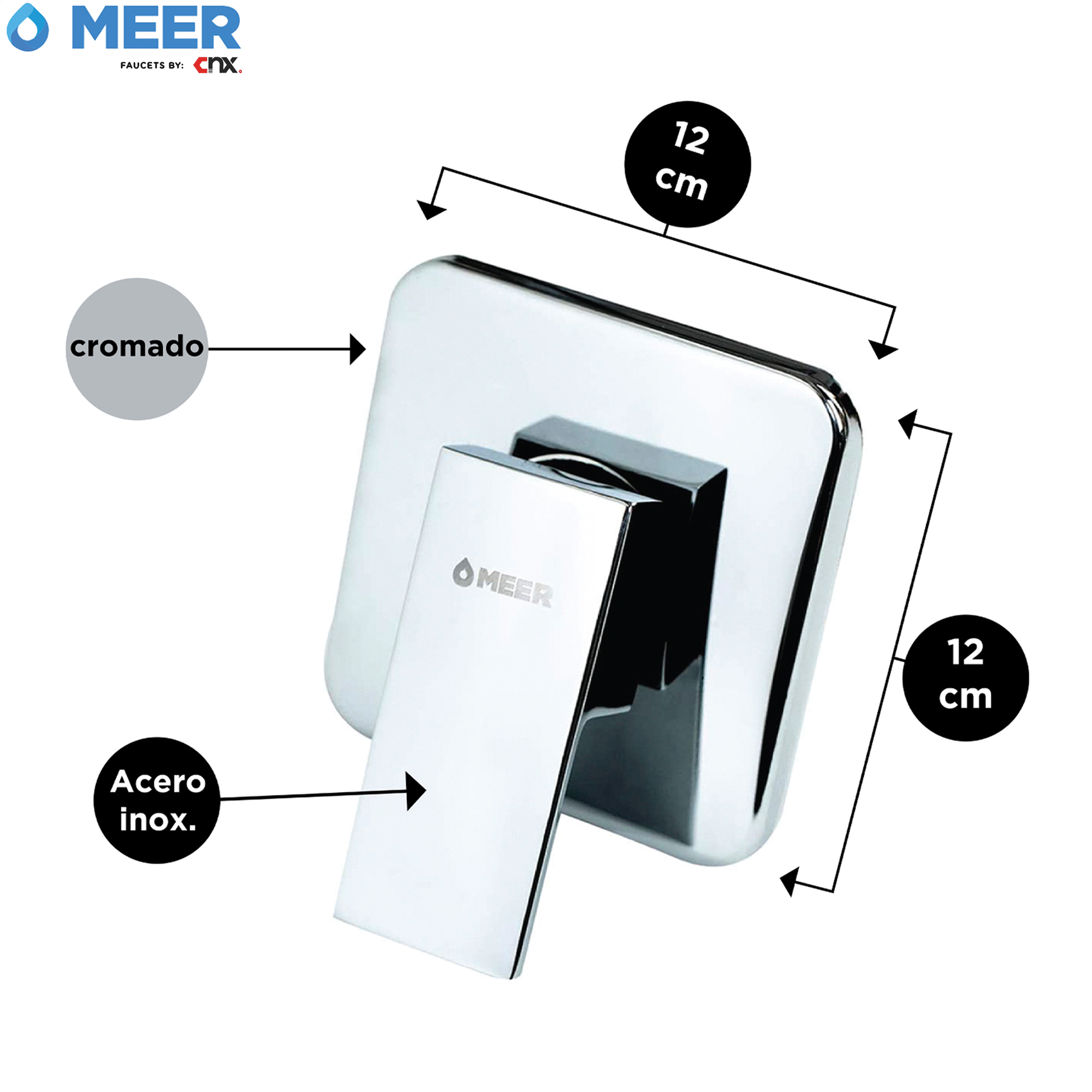 Foto 5 | Meer Faucets By Cnx | Juego De Regadera De Acero Inoxidable Con Mezcladora Monomando Y Toallero, Incluye Tubo Para Re