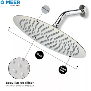 Foto 4 | Regadera Redonda de Acero Inoxidable Satinado de 20 cm de Meer Faucets by CNX