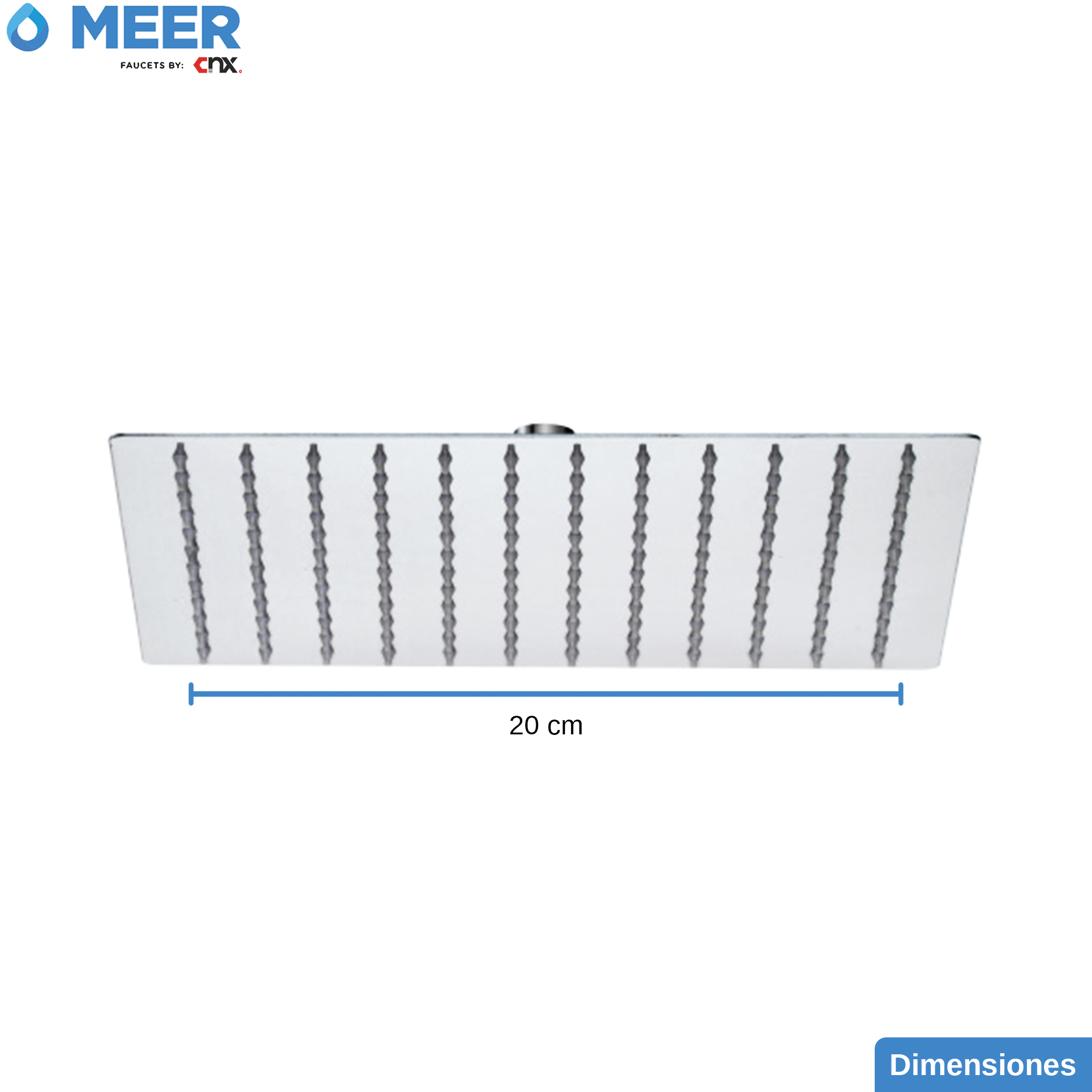 Foto 5 pulgar | Meer Faucets  By Cnx | Regadera Cuadrada de 20 Cm Cabezal de Ducha Acero Inoxidable Satinado