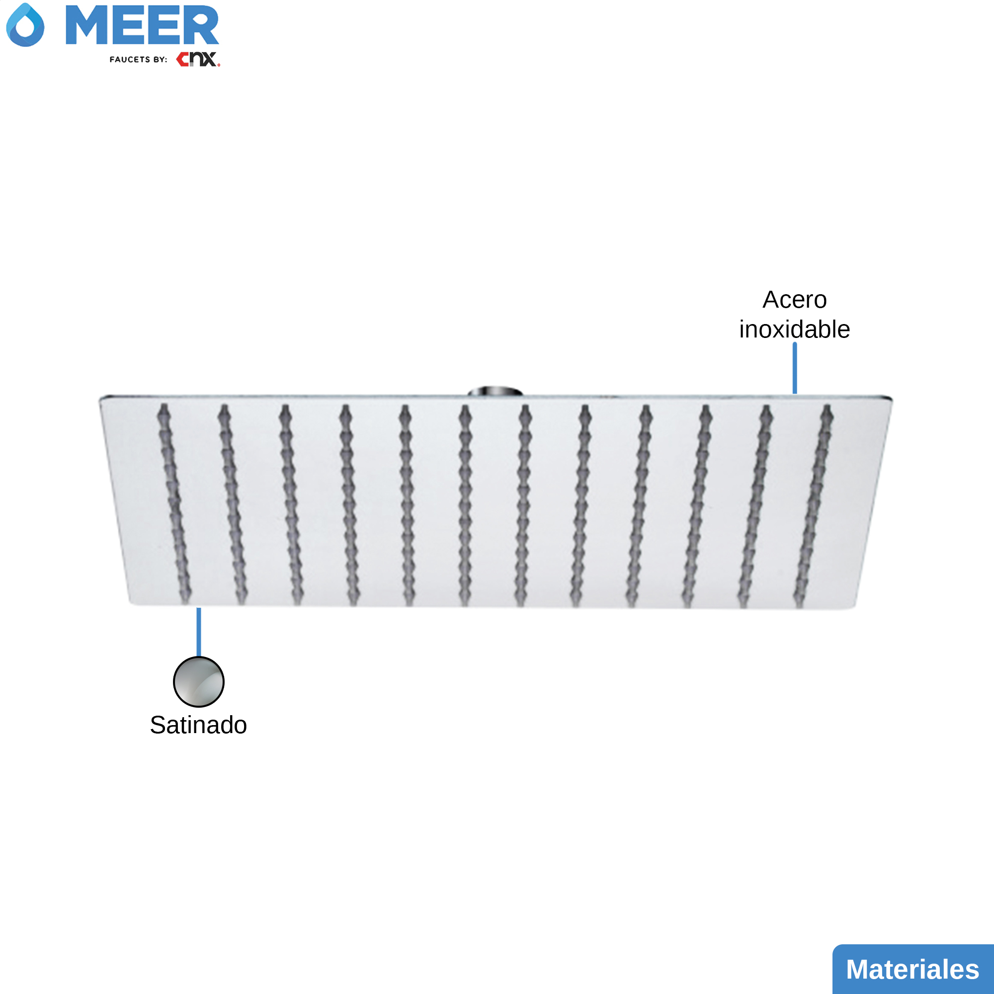 Foto 5 | Meer Faucets  By Cnx | Regadera Cuadrada de 20 Cm Cabezal de Ducha Acero Inoxidable Satinado