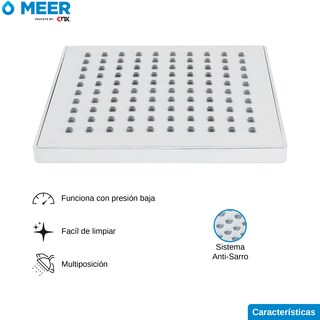 Foto 4 | Regadera Cuadrada Meer Faucets By Cnx de 20 cm de ABS Cromado Multiposición Anti-sarro y Funciona con Presión Baja