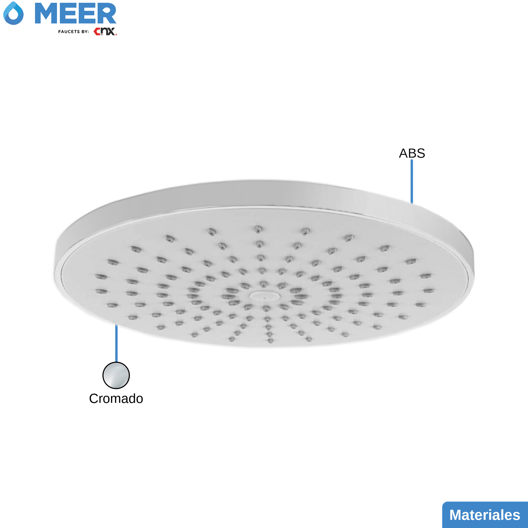 Foto 5 | Regadera Redonda de 20 cm de Abs Meer Faucets  By Cnx Cromado