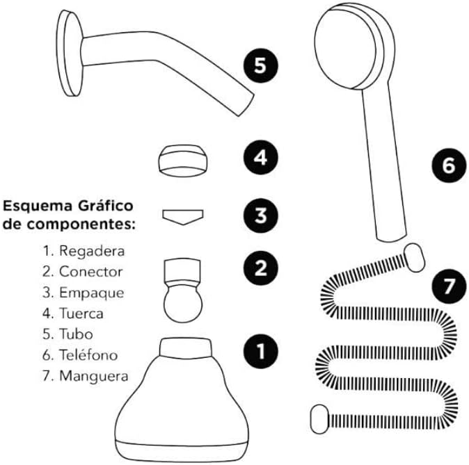 Foto 4 pulgar | Regadera Fija Con Desviador A Regadera De Telefono, Regadera Circular Con 5 Tipos De Chorro