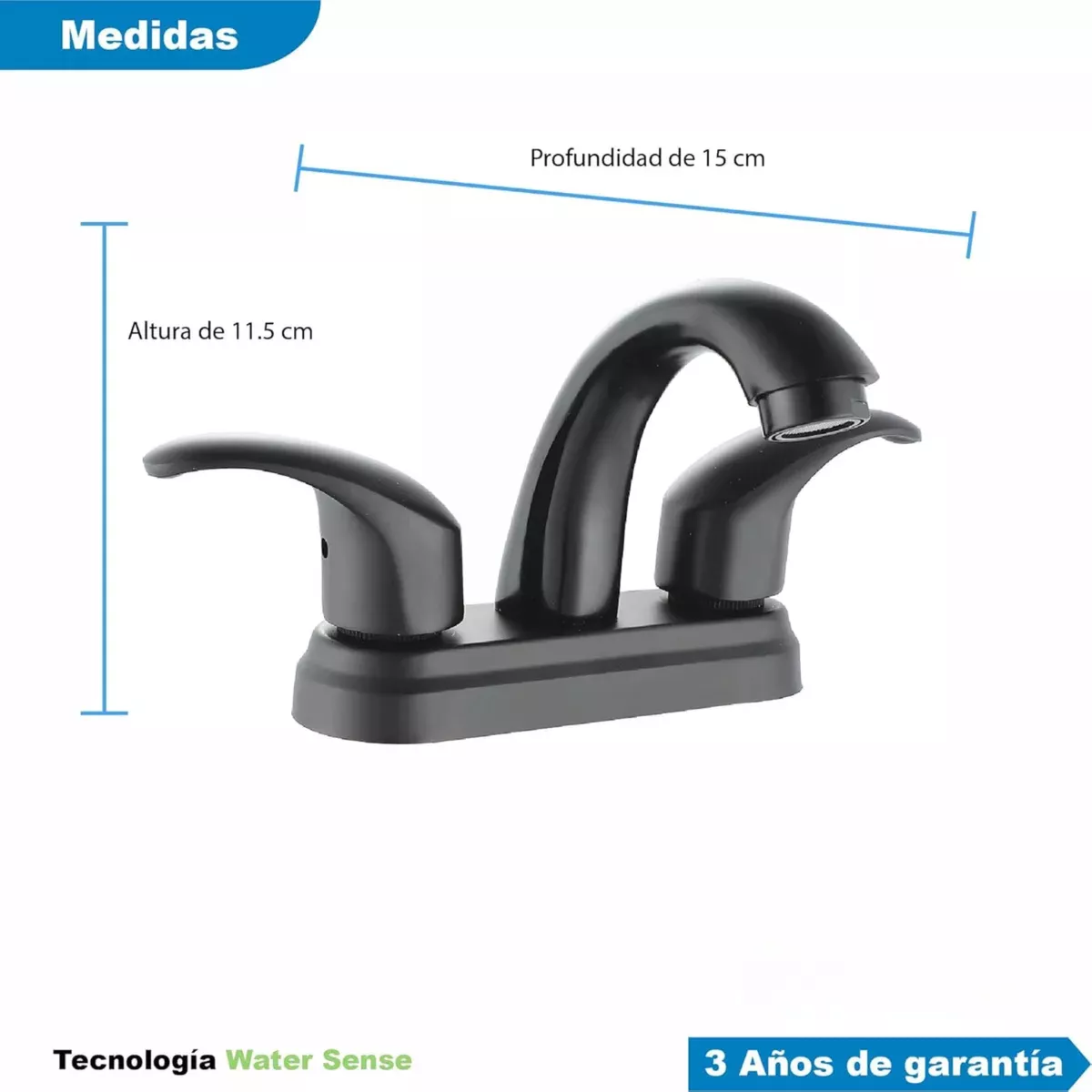 Foto 8 pulgar | Set Completo Para Baño En Acabado Negro Mate, Diseño Moderno, Regadera 8'' Con Brazo, Monomando, Resumidero Y Kit