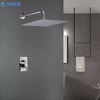 Foto 6 | Regadera Cuadrada De 16 Pulgadas (40.64 Cm X 40.64 Cm) Xxl, Fabricada En Acero Inoxidable, Brazo De 40 Cm, Sensac