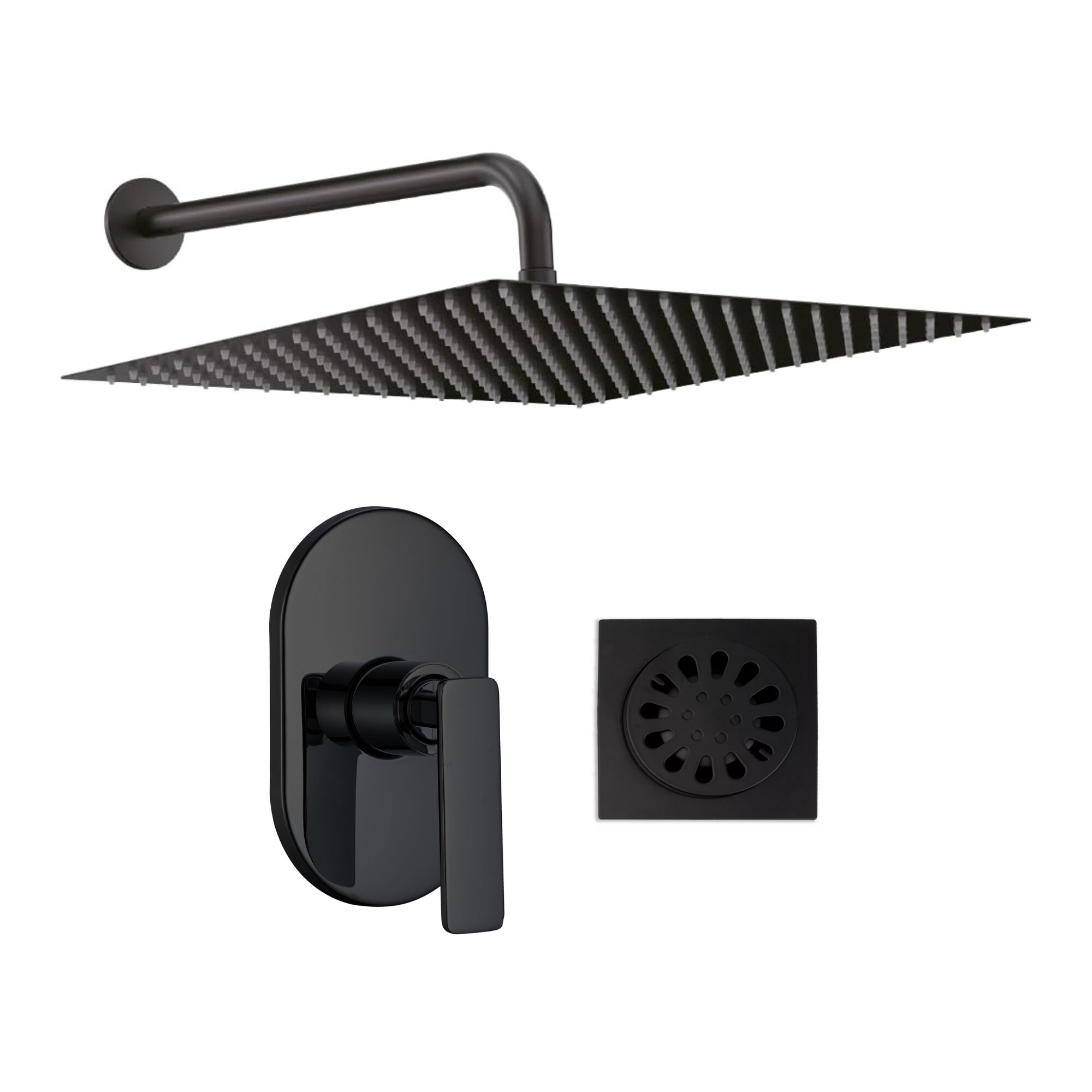 Kit De Regadera Cuadrada Xl 16 Pulgadas, Monomando Y Resumidero, Acero Inoxidable $1,799