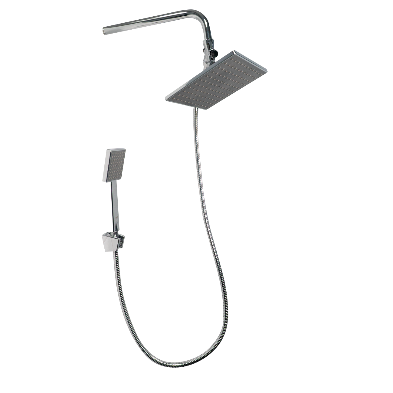 Foto 1 | Regadera Cuadrada De 8'' Fabricada En Abs Y Tubo De Acero Inoxidable, Con Desviador A Teléfono