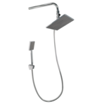 Regadera Cuadrada De 8'' Fabricada En Abs Y Tubo De Acero Inoxidable, Con Desviador A Teléfono