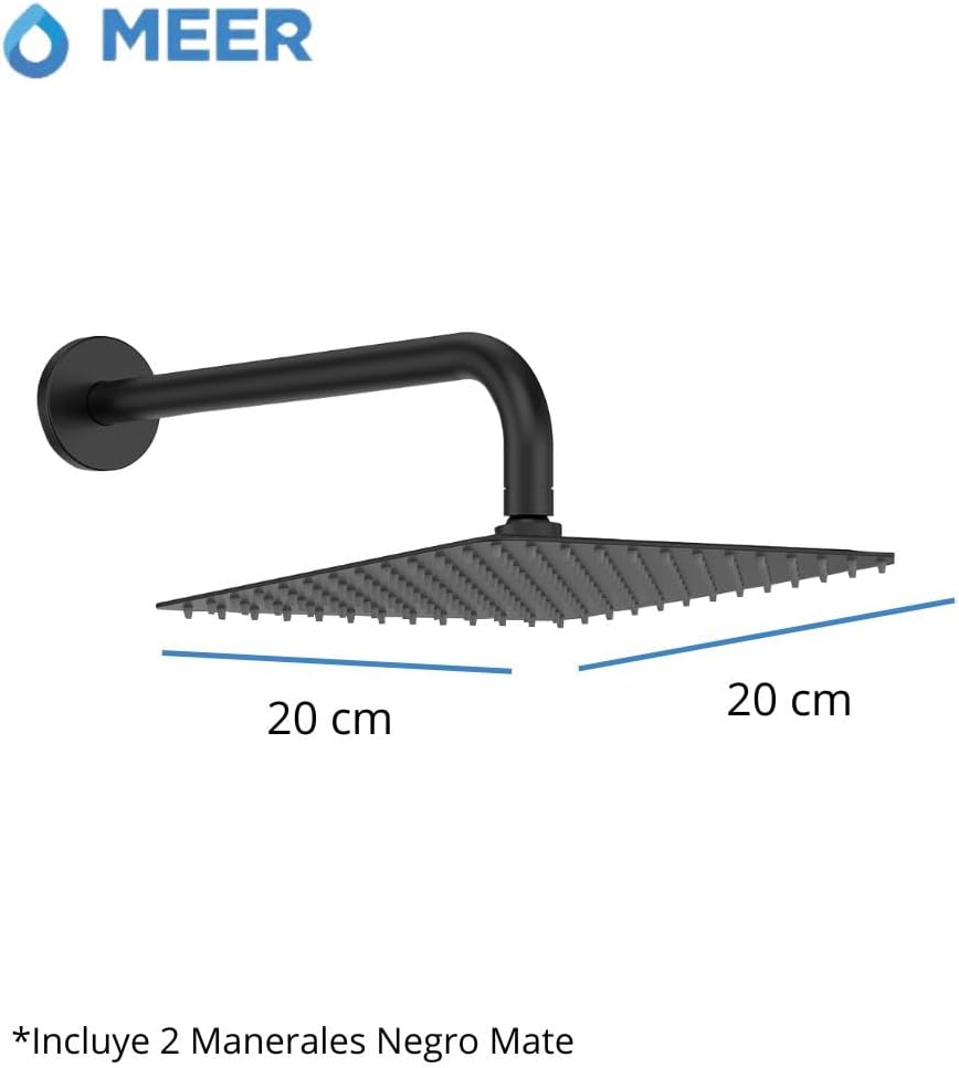 Foto 3 pulgar | Cnx Juego De Regadera De 8” Con Tubo Y Manerales, Acabado Negro Mat