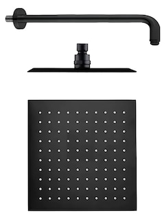Foto 1 | Regadera Xtellar Cuadrada 20cm Negra Acero Inox Con Tubo 40cm Color Negro