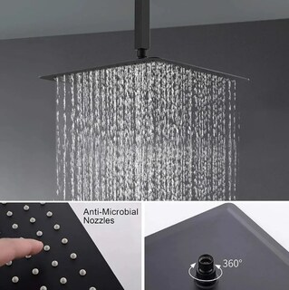 Foto 3 | Regadera Xtellar Cuadrada 20cm Negra Acero Inox Con Tubo 40cm Color Negro