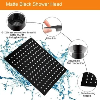 Foto 4 | Regadera Xtellar Cuadrada 20cm Negra Acero Inox Con Tubo 40cm Color Negro