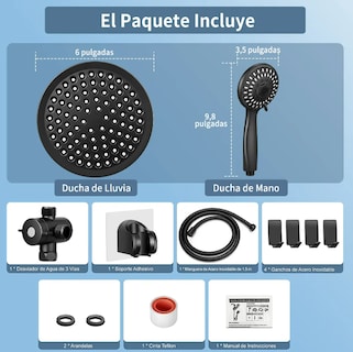 Foto 5 | Xtellar Regadera Premium De Alta Presión Tipo Lluvia, Elegante Y Ajustable En Negro Mate