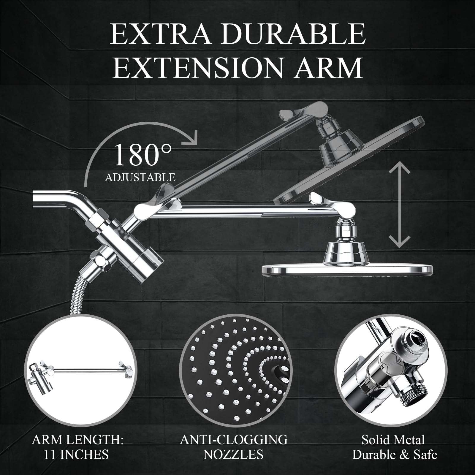 Foto 5 | Cabezal De Ducha Combo Veken High Pressure Rain Con Brazo De Extensión - Venta Internacional.