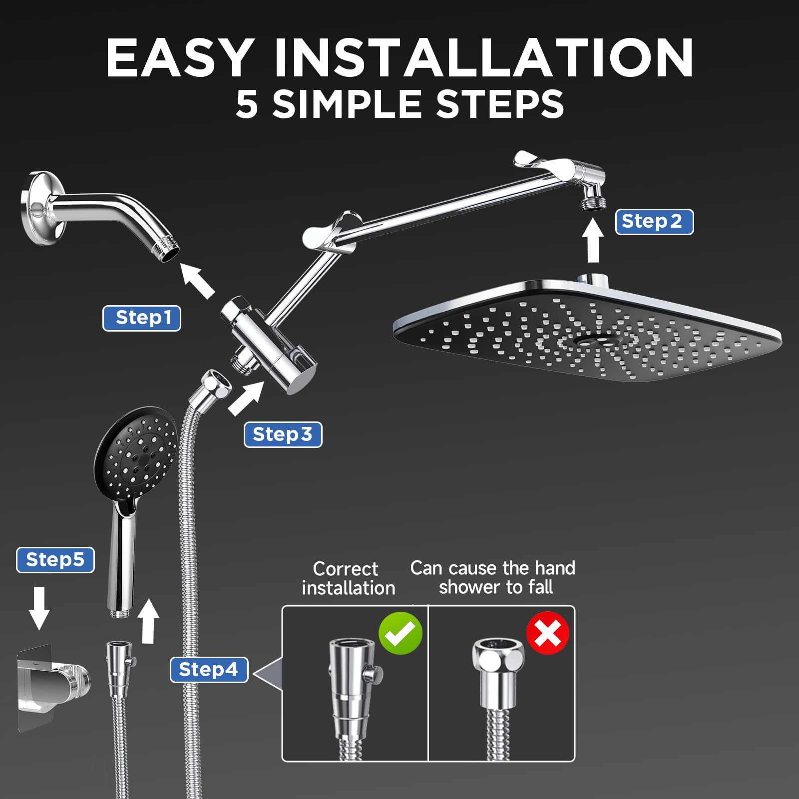 Foto 7 | Alcachofa De Ducha Veken Eco-flow De 1 8 Gpm Para Lluvia  30 Cm  Con 6 Modos De Mano - Venta Internacional.