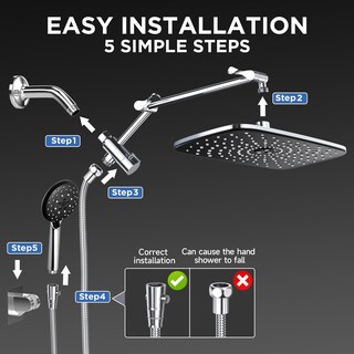 Foto 7 | Alcachofa De Ducha Veken Eco-flow De 1 8 Gpm Para Lluvia 30 Cm Con 6 Modos De Mano - Venta Internacional.