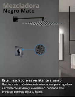 Foto 6 | Monomando Para Regadera En Negro Mate, Llave De Regadera, Fabricada En Latón, Acero Y Zinc