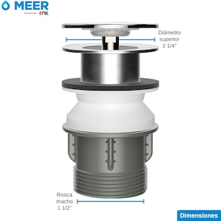 Foto 4 | Desagüe Emergente Meer-CNX CANPOP-007 De Acero Inoxidable Y Abs Con Botón Pop-up Para Lavabos Cocinas Y Bañeras