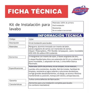 Foto 5 | Kit de Instalacion para Lavabo Completo 3204 Fleximatic