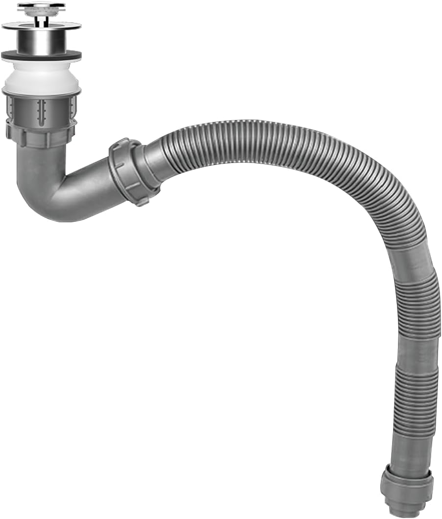 Cnx Meer Faucets | Contra Lavabo De Acero Inoxidable Chico Con Extensión De Tubo Para Lavabos De Baño (gris Cromado)