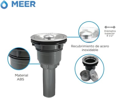 Foto 4 | Cnx Meer Faucets | Contra Canasta Para Desagüe De Materiales Resistentes Con Extensión De Tubo Para Fregadero