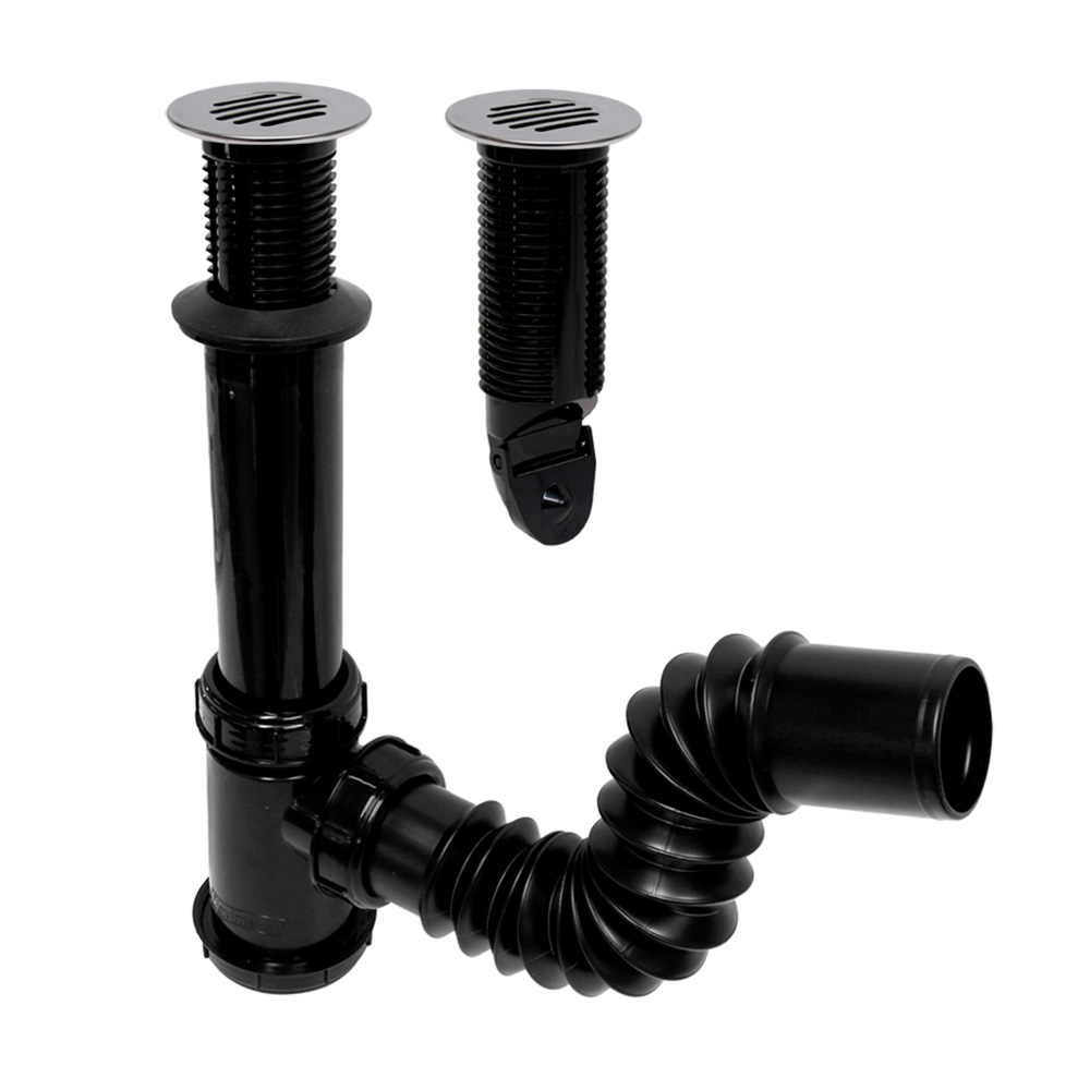 Foto 3 pulgar | Céspol Para Lavabo U Ovalín, Color Negro, Con Rejilla Cubierta De Acero Inoxidable, Bote Chico, Extensión Flexible
