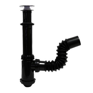 Foto 1 | Céspol Para Lavabo U Ovalín, Color Negro, Sistema Push, Bote Chico, Extensión Flexible De 25 Cm. Con Check Anti-olores
