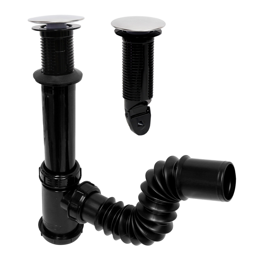 Foto 2 | Céspol Para Lavabo U Ovalín, Color Negro, Sistema Push, Bote Chico, Extensión Flexible De 25 Cm. Con Check Anti-olores