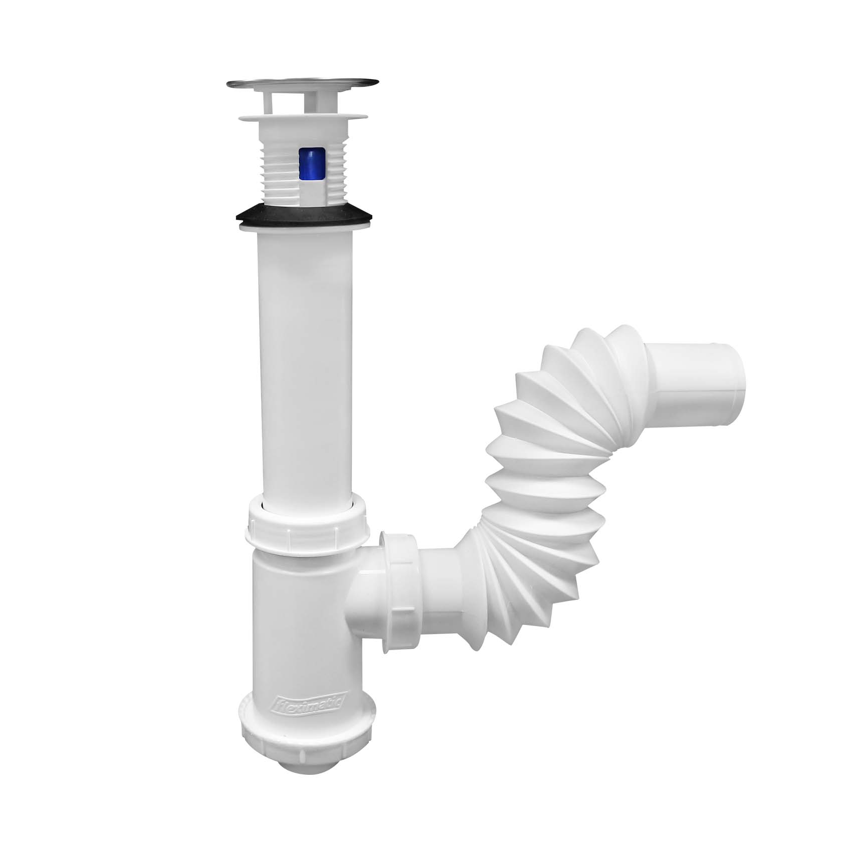 Céspol Flexible Para Lavabo U Ovalín, Bote Chico, Extensión De 25 Cm. Con Membrana Y Check Anti-olores