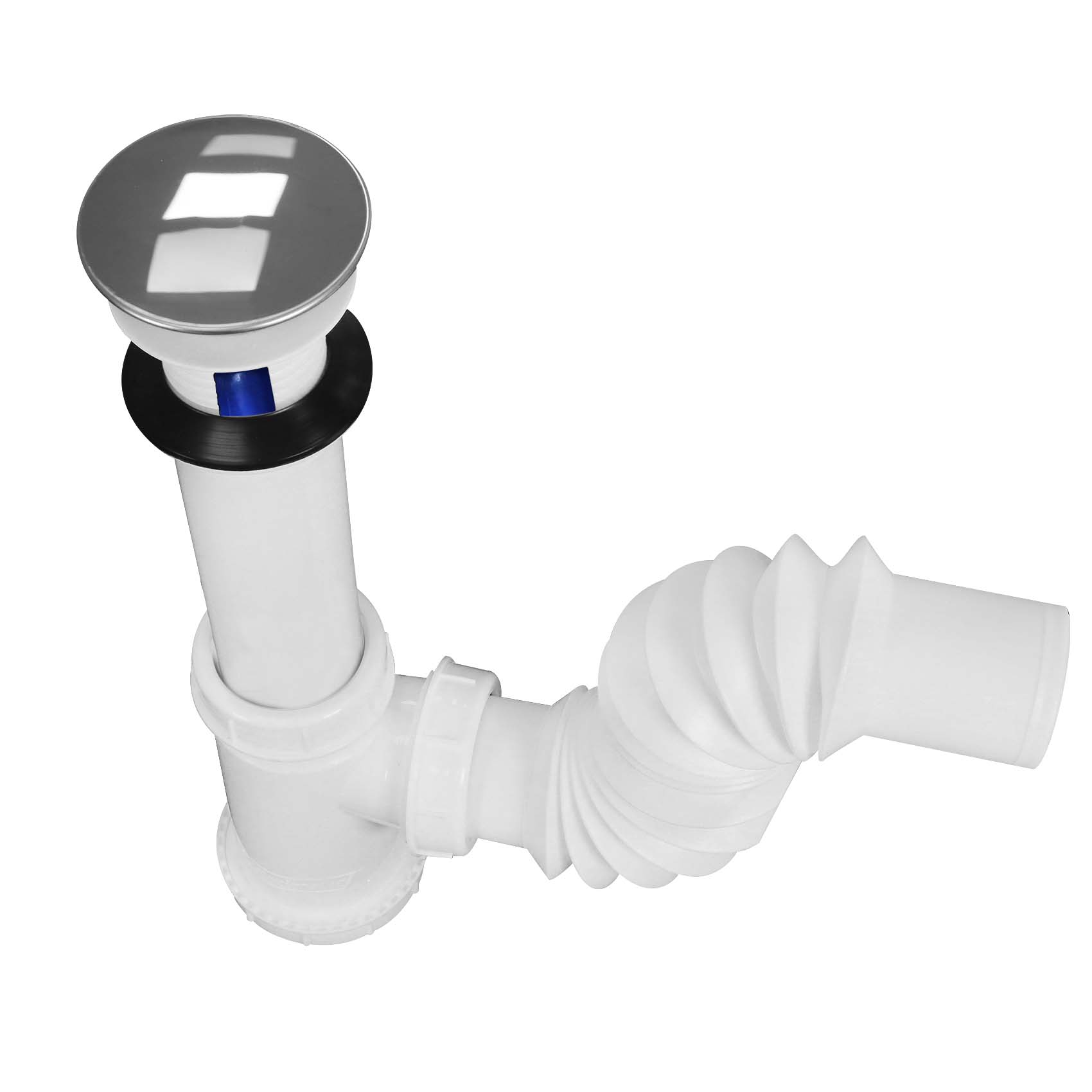 Foto 4 pulgar | Céspol Flexible Para Lavabo U Ovalín, Bote Chico, Extensión De 25 Cm. Con Membrana Y Check Anti-olores