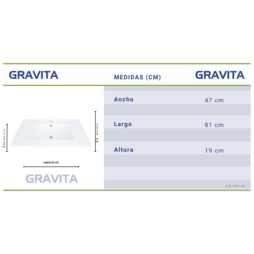 Foto 8 pulgar | Lavabo De Ceramica Integrado En Cubierta Con Rebosadero Marca Gravita