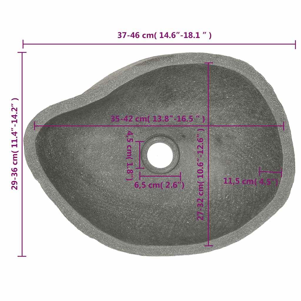 Foto 4 pulgar | Lavabo De Mano Vidaxl Oval River Stone 37-46x29-36 - Venta Internacional.