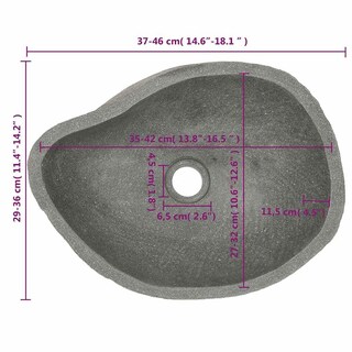Foto 3 | Lavabo De Mano Vidaxl Oval River Stone 37-46x29-36 - Venta Internacional.