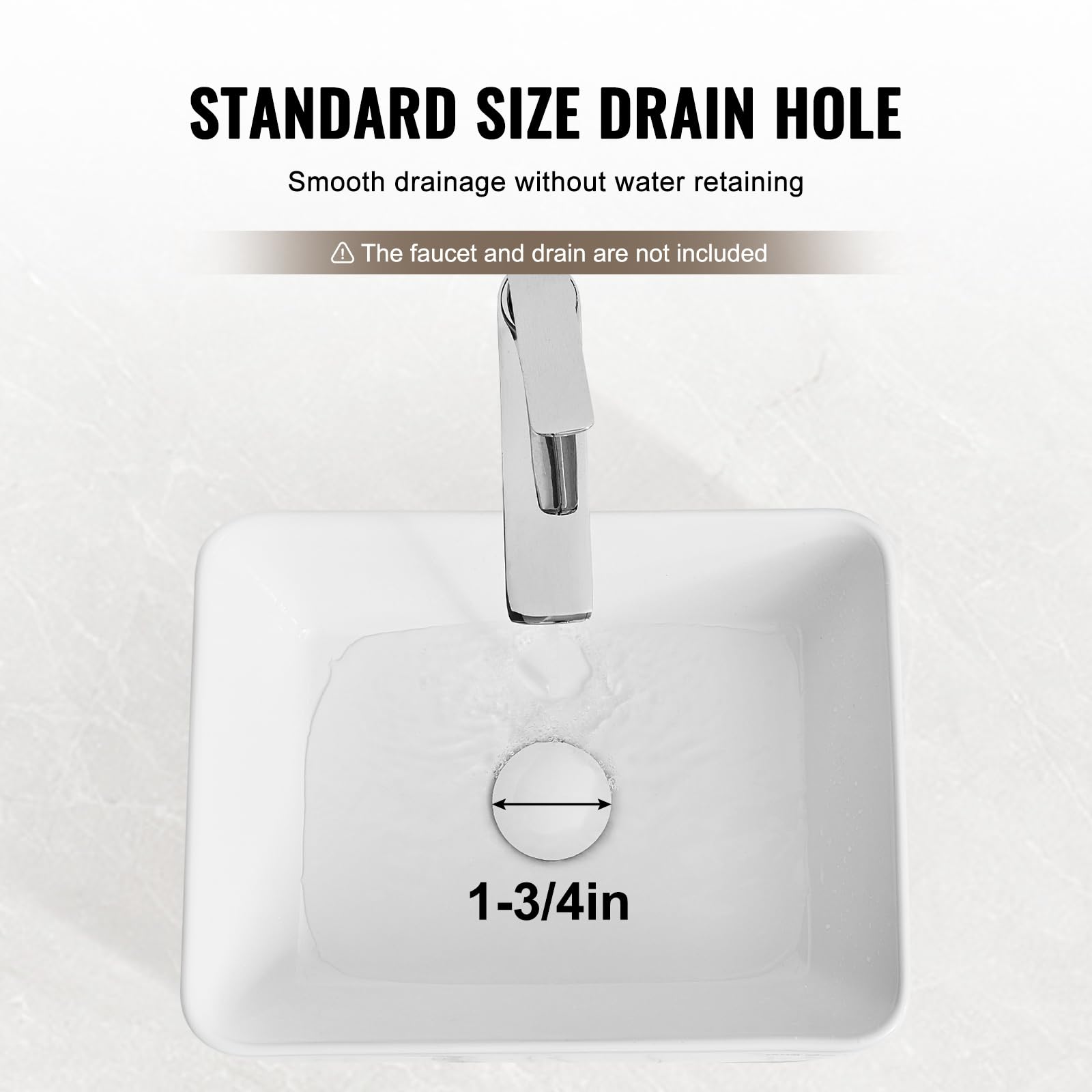 Foto 4 pulgar | Fregadero Rectangular Vevor De 40,64 Cm X 30,48 Cm, Cerámica Blanca - Venta Internacional.