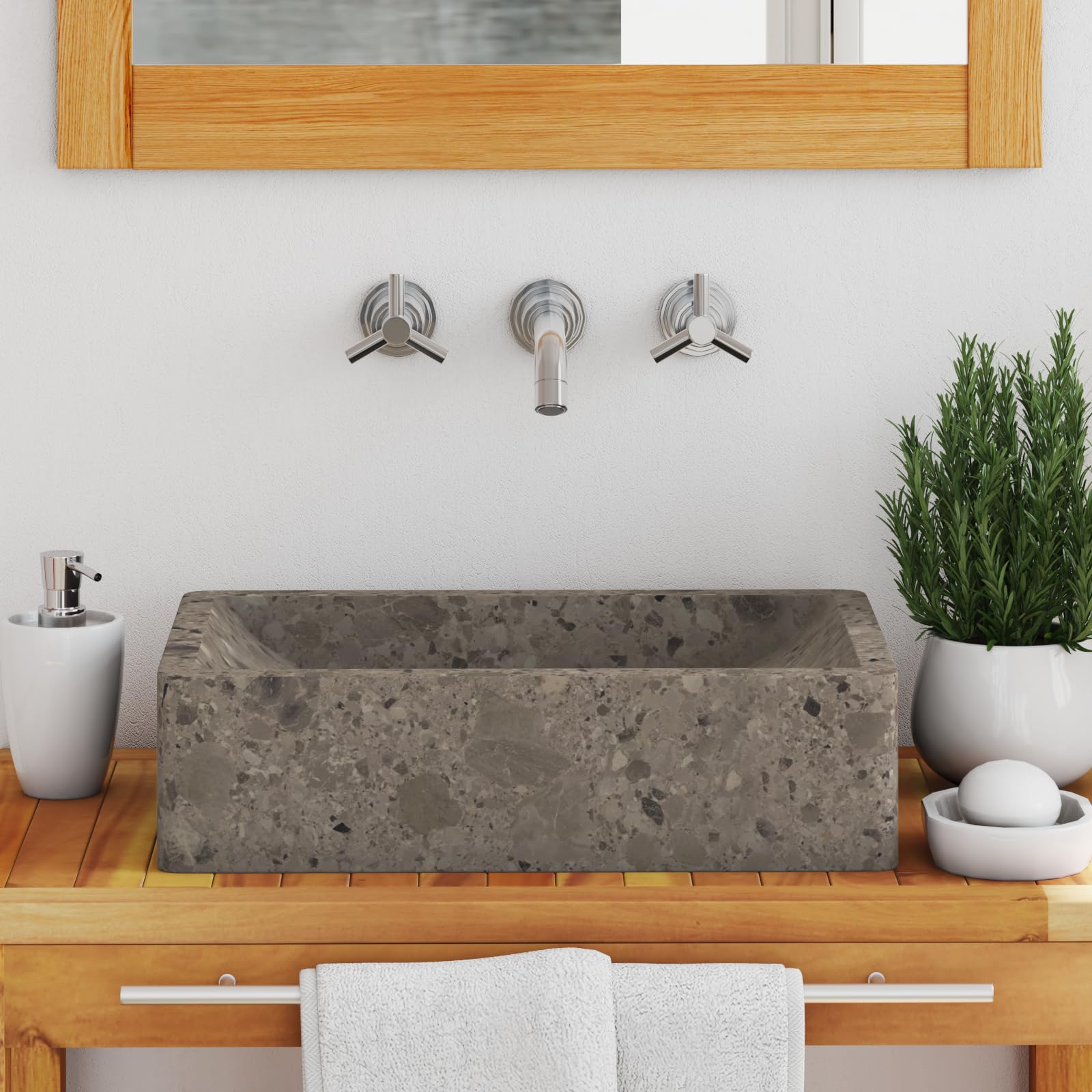 Foto 2 | Fregadero Vidaxl De Mármol Gris 45x30x12 Cm - Venta Internacional.