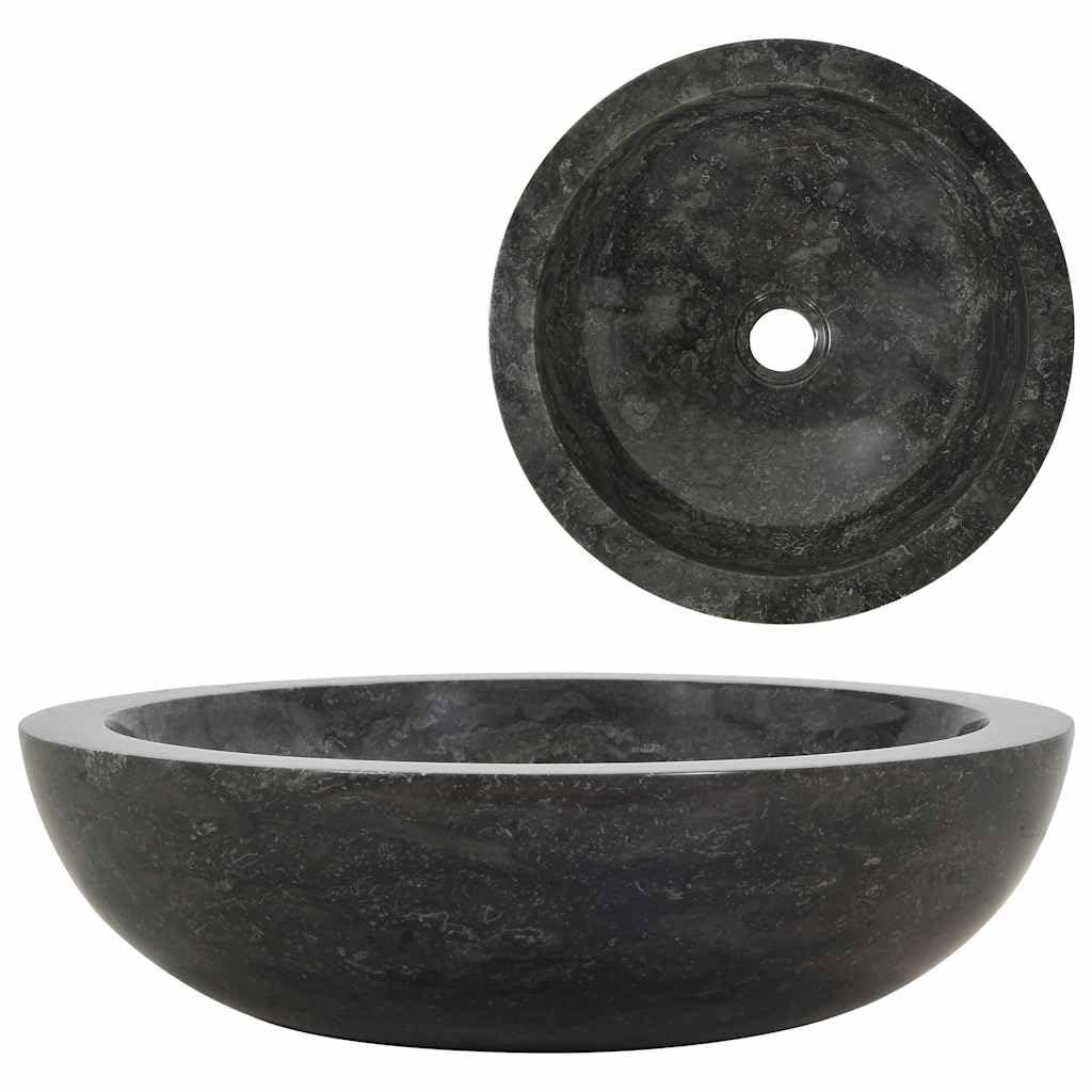 Foto 2 pulgar | Lavabo De Baño Vidaxl Sobre Encimera De Mármol Negro Ø40x12 Cm - Venta Internacional.