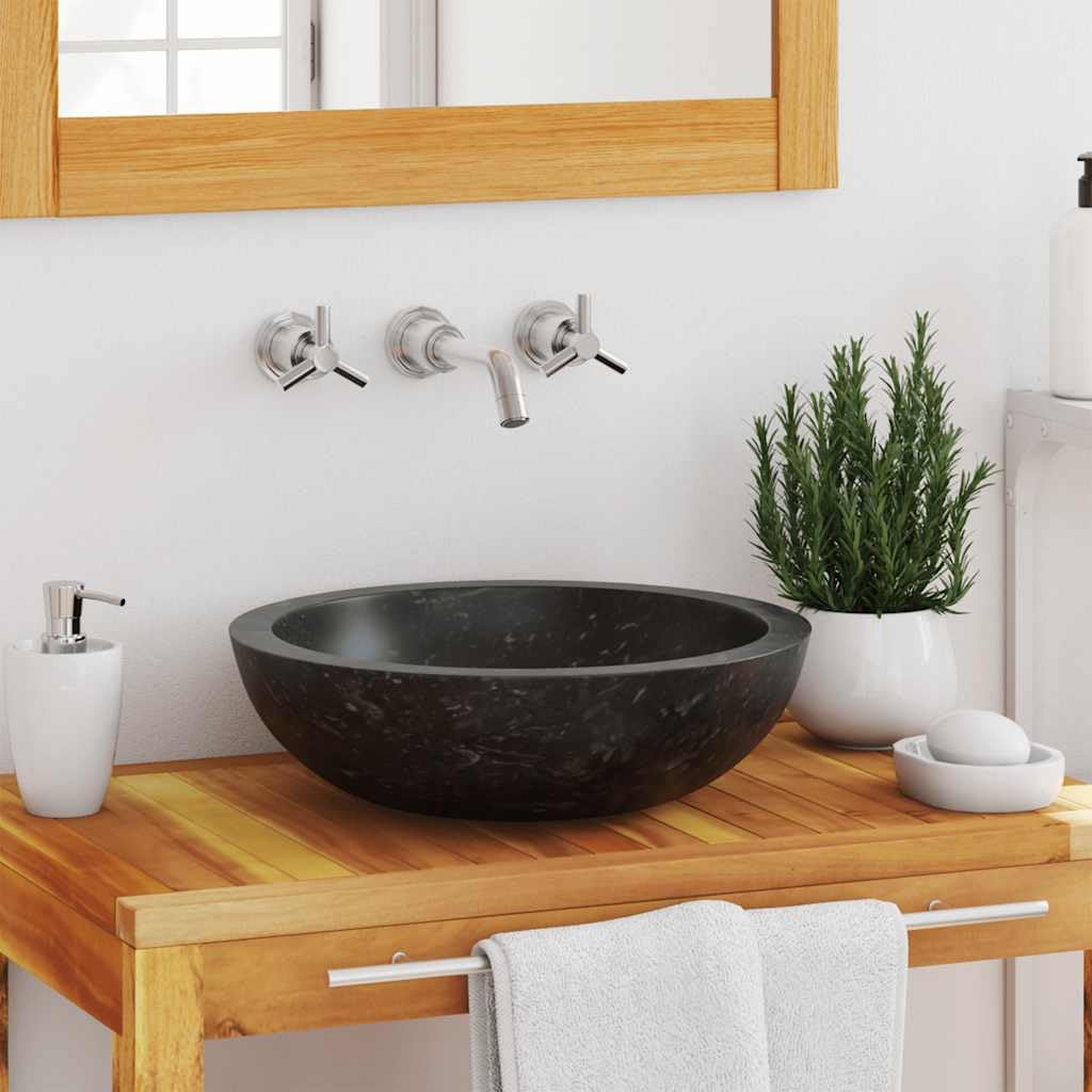 Foto 3 pulgar | Lavabo De Baño Vidaxl Sobre Encimera De Mármol Negro Ø40x12 Cm - Venta Internacional.