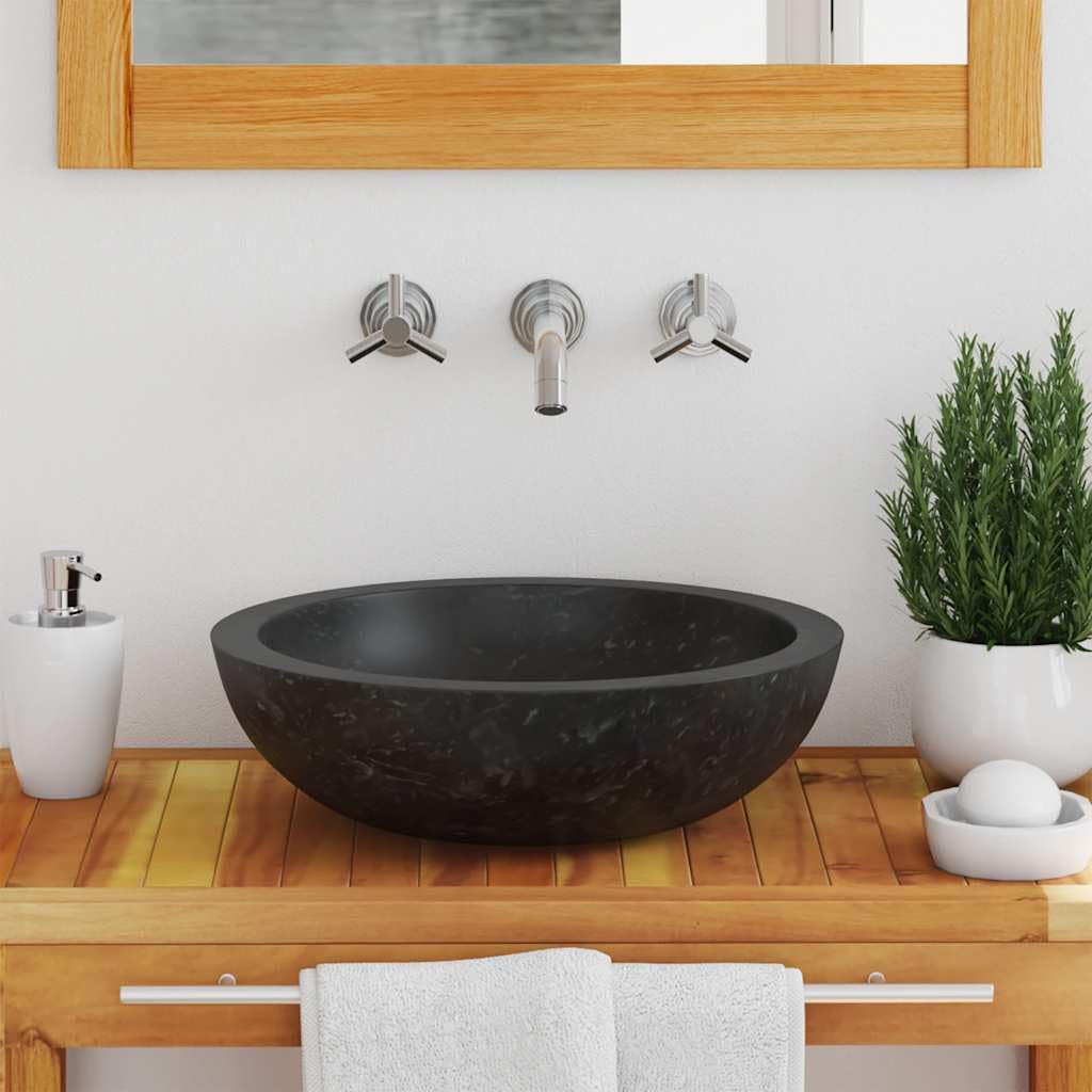 Foto 5 pulgar | Lavabo De Baño Vidaxl Sobre Encimera De Mármol Negro Ø40x12 Cm - Venta Internacional.