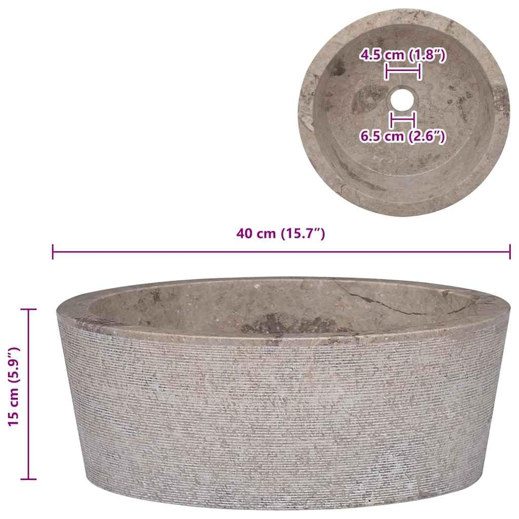 Foto 3 | Lavabo De Baño Vidaxl Hecho A Mano En Mármol Gris 40 Cm X 15 Cm - Venta Internacional.