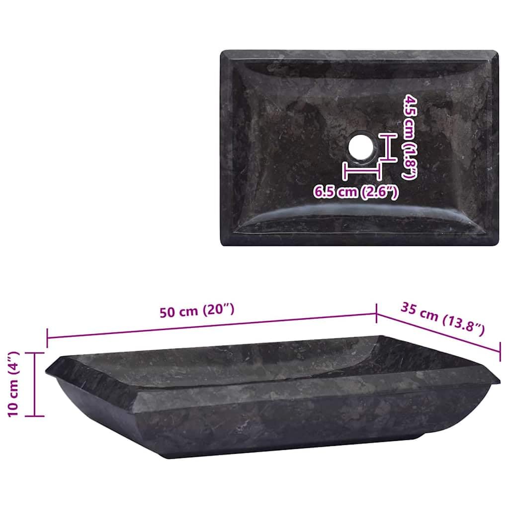 Foto 4 pulgar | Lavabo De Baño Vidaxl De Mármol Negro Y Piedra  50 X 35 X 10 Cm  Fácil De Limpiar - Venta Internacional.