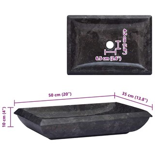 Foto 3 | Lavabo De Baño Vidaxl De Mármol Negro Y Piedra 50 X 35 X 10 Cm Fácil De Limpiar - Venta Internacional.