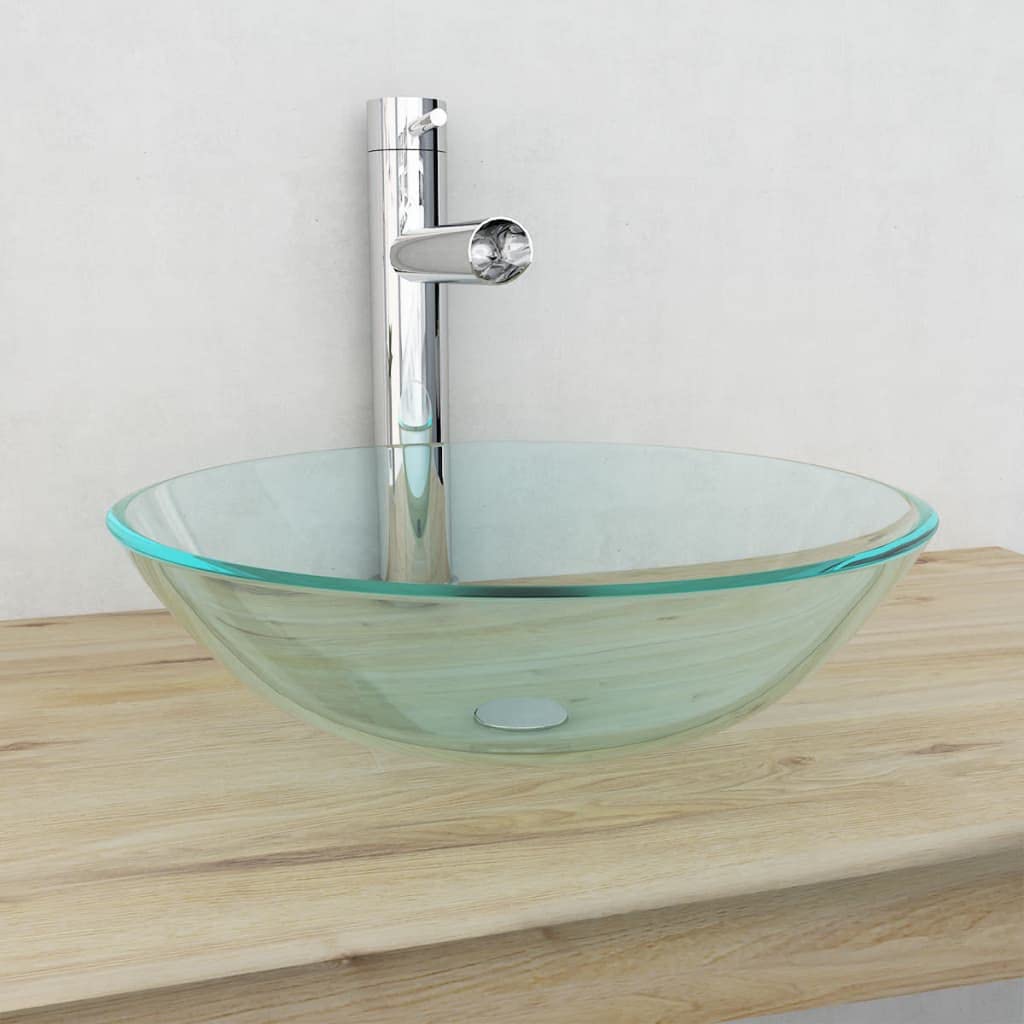Foto 3 pulgar | Lavabo Vidaxl De Cristal Templado Transparente De 16 5 Cm De Diámetro - Venta Internacional.