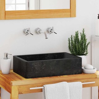 Foto 2 | Lavabo Vidaxl Lavabo De Baño Montado En El Suelo Mármol Negro - Venta Internacional.