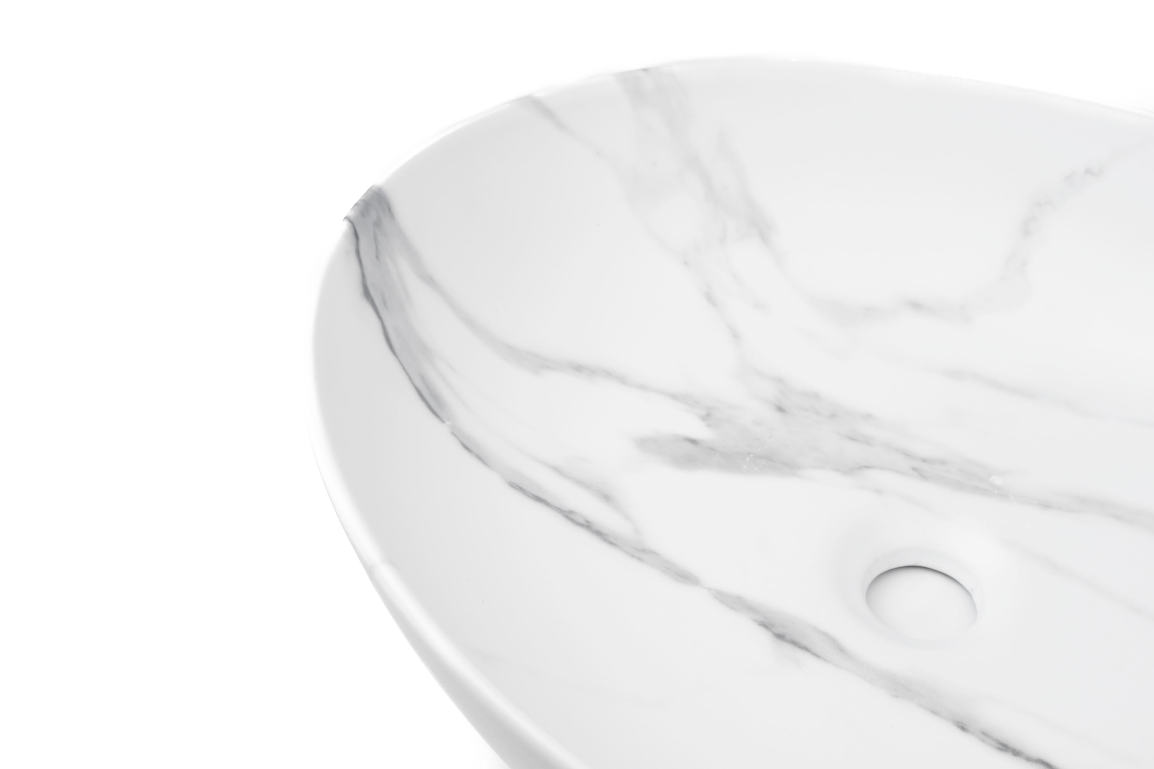 Foto 4 | Decoma X  Lavabo Para Baño Ovalin Cerámica Ovalado Sobreponer Tipo Marmol Blanco Y16